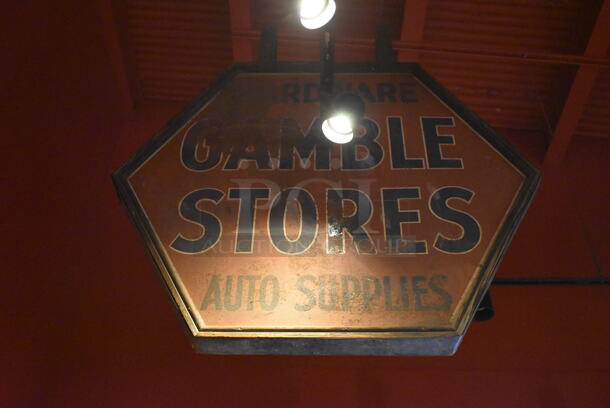 Metal Gamble Stores Auto Supplies Sign. BUYER MUST REMOVE. (Lobby) - Image 2 of 4