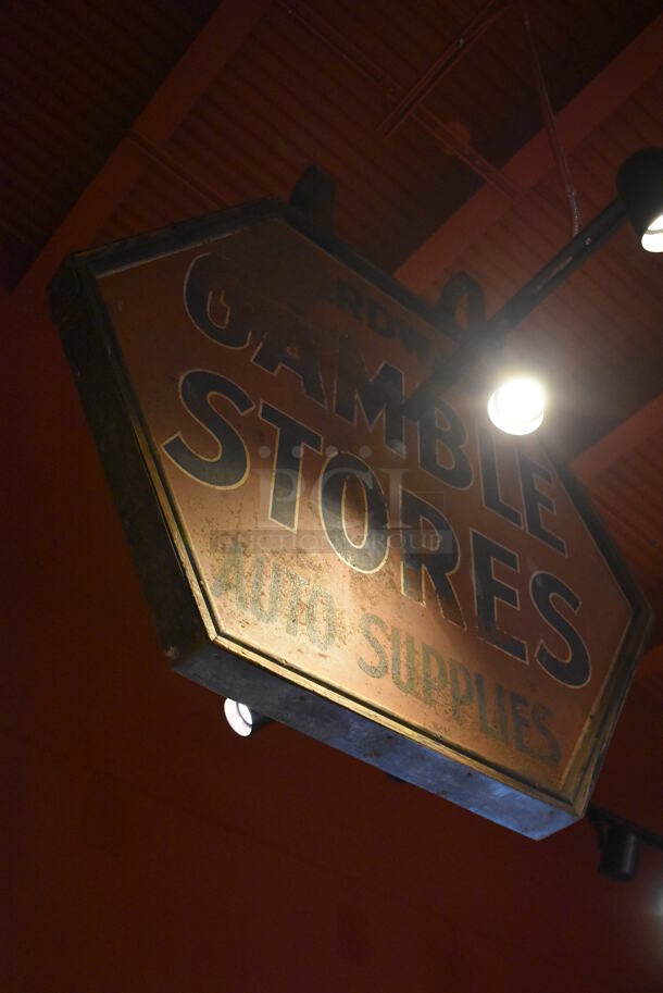 Metal Gamble Stores Auto Supplies Sign. BUYER MUST REMOVE. (Lobby) - Image 3 of 4