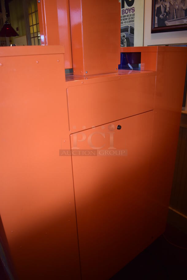 VTail Metal Commercial Floor Style Web Glow Toy Vending Machine on Commercial Casters. Comes w/ Box of Extra Toys. Unit Was In Working Condition When Restaurant Closed. BUYER MUST REMOVE. (Dining Room) - Image 12 of 12