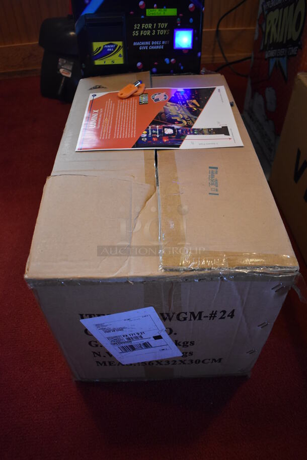 Lumini Metal Commercial Floor Style Glow Toy Vending Machine w/ Cash Acceptor. Comes w/ Box of Extra Toys. 110 Volts, 1 Phase. Unit Was In Working Condition When Restaurant Closed. BUYER MUST REMOVE. (Dining Room) - Image 6 of 9