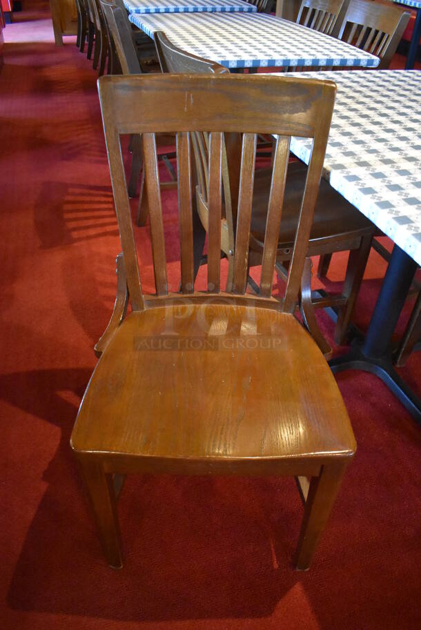 Table w/ Table Cloth on Black Metal Table Base and 4 Wooden Dining Chairs. Stock Picture - Cosmetic Condition May Vary. 48x48x30, 18x16x36. (Dining Room) - Image 2 of 5