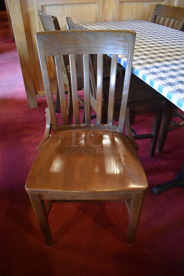 Table w/ Table Cloth on Black Metal Table Base and 6 Wooden Dining Chairs. Stock Picture - Cosmetic Condition May Vary. 30x72x28, 18x16x36. (Dining Room) - Image 2 of 5