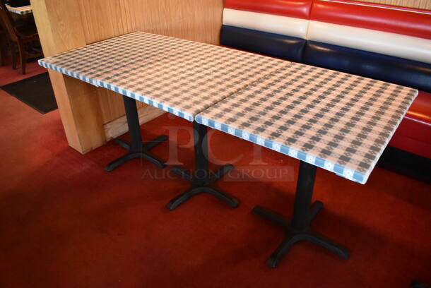 3 Tables w/ Table Cloth on Black Metal Table Base. Stock Picture - Cosmetic Condition May Vary. 3 Times Your Bid! (Dining Room) - Image 1 of 4