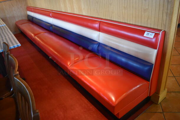 Row of Red, Blue and White Single Sided Booth Seat. BUYER MUST REMOVE. (Dining Room) - Image 2 of 6