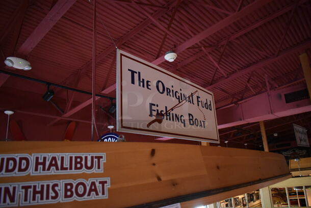 Wooden Decorative Boat and The Original Fudd Fishing Boat Sign. BUYER MUST REMOVE. (Dining Room) - Image 7 of 7