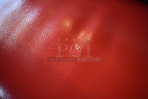 ALL ONE MONEY! Lot of 2 Red, Blue and White Single Sided Booth Seats, 3 Red, Blue and White Double Sided Booth Seat and 4 Tables. 26x46x36, 49x46x36, 30x48x28. BUYER MUST REMOVE. (Dining Room) - Image 5 of 12