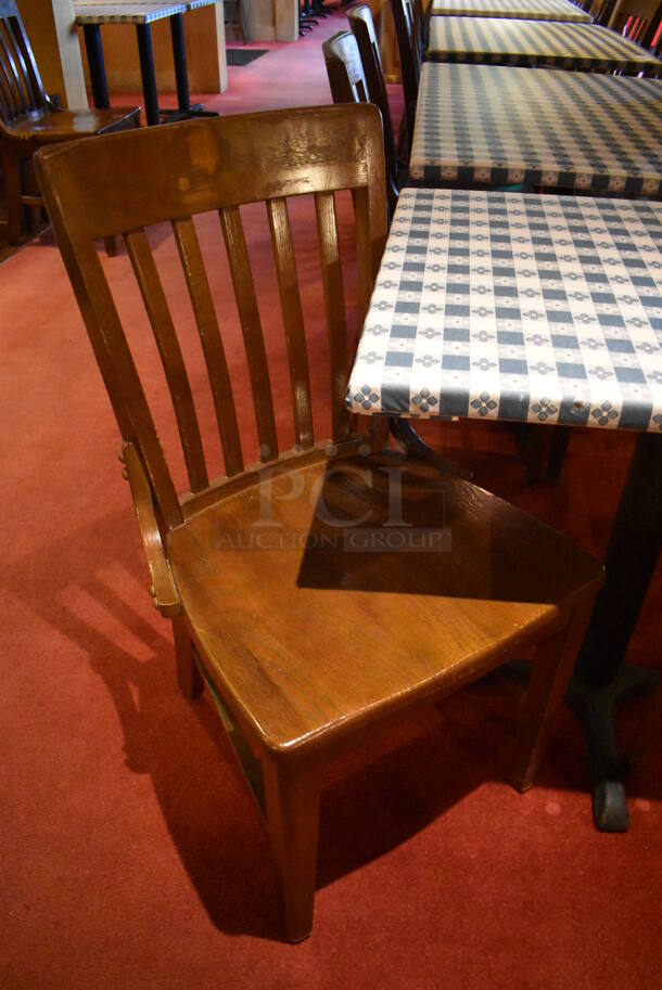 Table w/ Table Cloth on Black Metal Table Base and 2 Wooden Dining Chairs. Stock Picture - Cosmetic Condition May Vary. 24x30x30, 18x16x36. (Dining Room) - Image 2 of 4