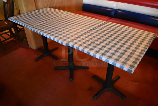 3 Tables w/ Table Cloth on Black Metal Table Base. Stock Picture - Cosmetic Condition May Vary. 3 Times Your Bid! (Dining Room) - Image 1 of 5