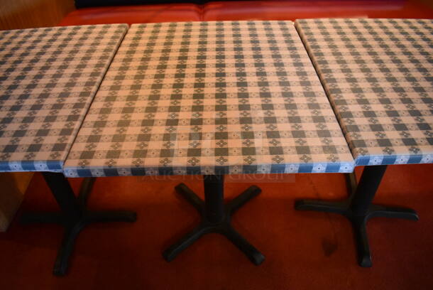 3 Tables w/ Table Cloth on Black Metal Table Base. Stock Picture - Cosmetic Condition May Vary. 3 Times Your Bid! (Dining Room) - Image 3 of 5