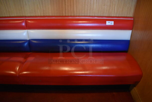Row of Red, Blue and White Single Sided Booth Seat. BUYER MUST REMOVE. (Dining Room) - Image 2 of 4