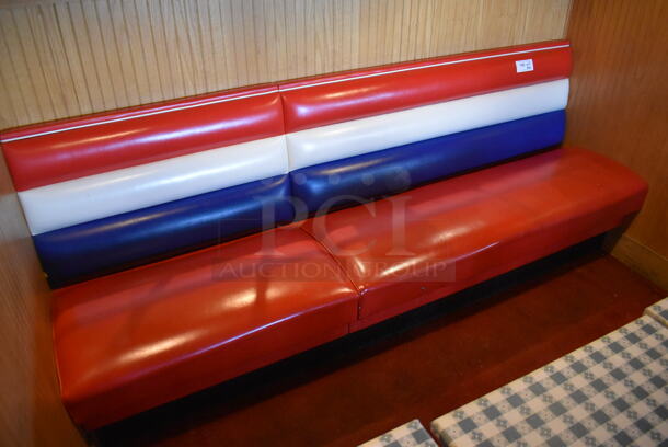 Row of Red, Blue and White Single Sided Booth Seat. BUYER MUST REMOVE. (Dining Room) - Image 4 of 4