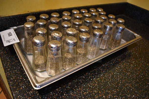 ALL ONE MONEY! Lot of Salt/Pepper Shakers in Full Size Stainless Steel Drop In Bin. (Dining Room) - Image 2 of 3