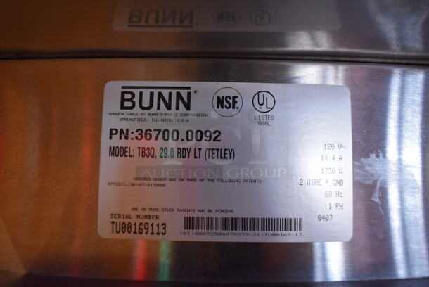 Bunn TB3Q Stainless Steel Commercial Countertop Iced Tea Machine w/ Beverage Holder Dispenser and Poly Brew Basket. 120 Volts, 1 Phase. (Dining Room) - Image 5 of 6