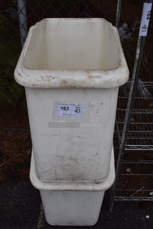 2 White Poly Ingredient Bins on Commercial Casters. 16x28x28. 2 Times Your Bid!
