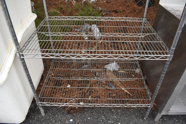 Chrome Finish 3 Tier Wire Shelving Unit. BUYER MUST DISMANTLE. PCI CANNOT DISMANTLE FOR SHIPPING. PLEASE CONSIDER FREIGHT CHARGES. 36x24x55 - Image 3 of 3
