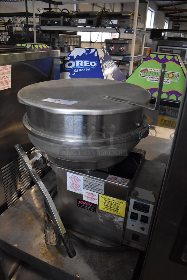 Gillette Stainless Steel Commercial Countertop Popcorn Kettle on Metal Equipment Stand. 208 Volts, 3 Phase. 25x25x50 - Image 3 of 6