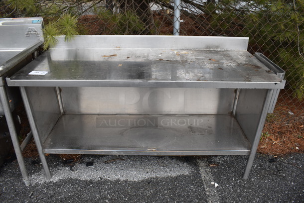 Stainless Steel Commercial Table w/ Knife Holder, Back Splash and Under Shelf. 63x24x37