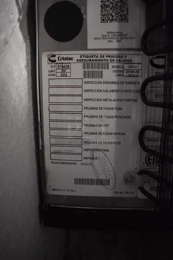 2015 Criotec CVZ-01 Metal Mini Cooler Merchandiser. 21x18x17. Tested and Working! - Image 4 of 4