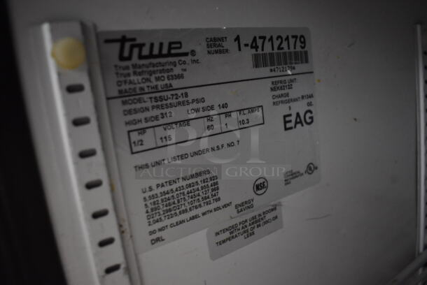 True TSSU-72-18 Stainless Steel Commercial Sandwich Salad Prep Table Bain Marie Mega Top on Commercial Casters. 115 Volts, 1 Phase. 72x30x42. Tested and Working! - Image 7 of 8