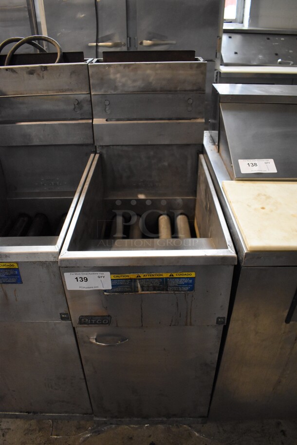 2016 Pitco Frialator 40D Stainless Steel Commercial Propane Gas Powered Deep Fat Fryer w/ 2 Metal Fry Baskets. 115,000 BTU. 15.5x30x47 - Image 1 of 6