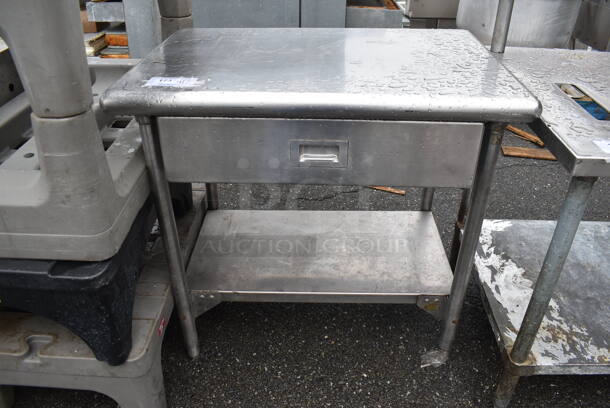 Stainless Steel Table w/ Drawer and Under Shelf. 36x24x35
