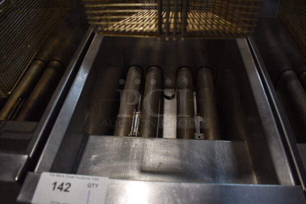 Dean SR152GP Stainless Steel Commercial Propane Gas Powered Deep Fat Fryer w/ Metal Fry Basket on Commercial Casters. 120,000 BTU. 16x30x46 - Image 4 of 6