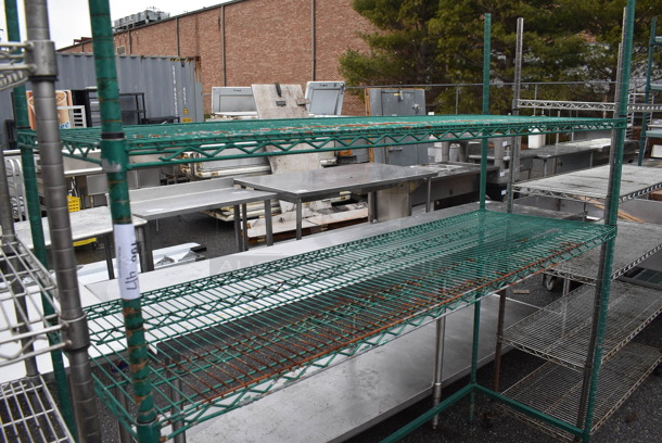 Green Finish 2 Tier Wire Shelving Unit. BUYER MUST DISMANTLE. PCI CANNOT DISMANTLE FOR SHIPPING. PLEASE CONSIDER FREIGHT CHARGES. 72x24x78 - Image 2 of 3