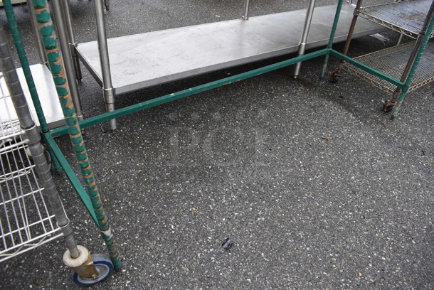 Green Finish 2 Tier Wire Shelving Unit. BUYER MUST DISMANTLE. PCI CANNOT DISMANTLE FOR SHIPPING. PLEASE CONSIDER FREIGHT CHARGES. 72x24x78 - Image 3 of 3