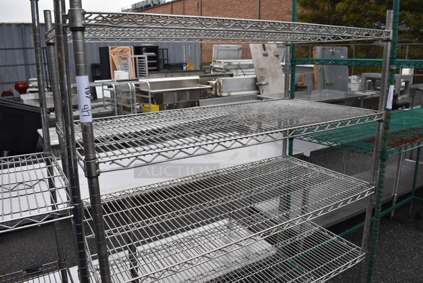 Chrome Finish 5 Tier Wire Shelving Unit on Commercial Casters. BUYER MUST DISMANTLE. PCI CANNOT DISMANTLE FOR SHIPPING. PLEASE CONSIDER FREIGHT CHARGES. 48x24x68 - Image 2 of 3