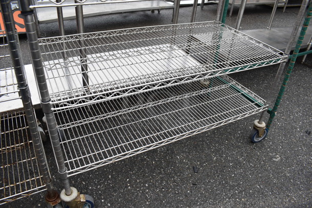 Chrome Finish 5 Tier Wire Shelving Unit on Commercial Casters. BUYER MUST DISMANTLE. PCI CANNOT DISMANTLE FOR SHIPPING. PLEASE CONSIDER FREIGHT CHARGES. 48x24x68 - Image 3 of 3