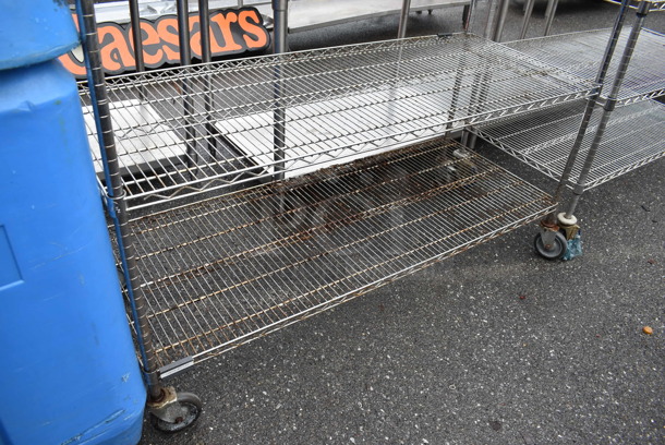 Chrome Finish 4 Tier Wire Shelving Unit on Commercial Casters. BUYER MUST DISMANTLE. PCI CANNOT DISMANTLE FOR SHIPPING. PLEASE CONSIDER FREIGHT CHARGES. 60x24x80 - Image 3 of 4