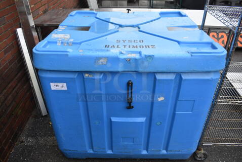 Blue Poly Bin w/ Lid. 46x43x42.5