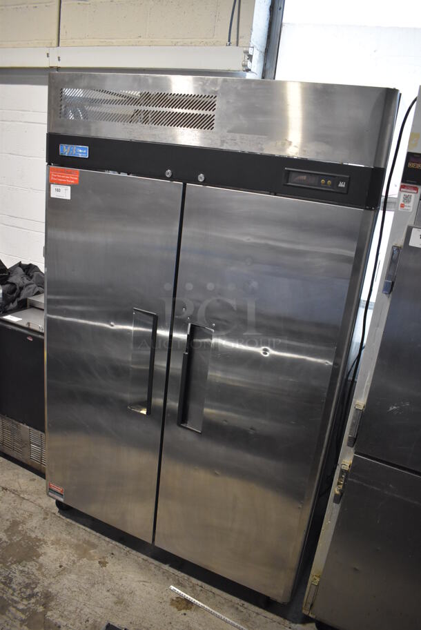Turbo Air M3R47-2 Stainless Steel Commercial 2 Door Reach In Cooler w/ Poly Coated Racks on Commercial Casters. 115 Volts, 1 Phase. 52x30x83. Tested and Working! - Image 2 of 6