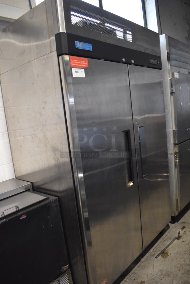 Turbo Air M3R47-2 Stainless Steel Commercial 2 Door Reach In Cooler w/ Poly Coated Racks on Commercial Casters. 115 Volts, 1 Phase. 52x30x83. Tested and Working! - Image 3 of 6