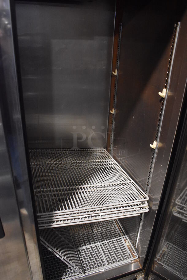 Turbo Air M3R47-2 Stainless Steel Commercial 2 Door Reach In Cooler w/ Poly Coated Racks on Commercial Casters. 115 Volts, 1 Phase. 52x30x83. Tested and Working! - Image 6 of 6