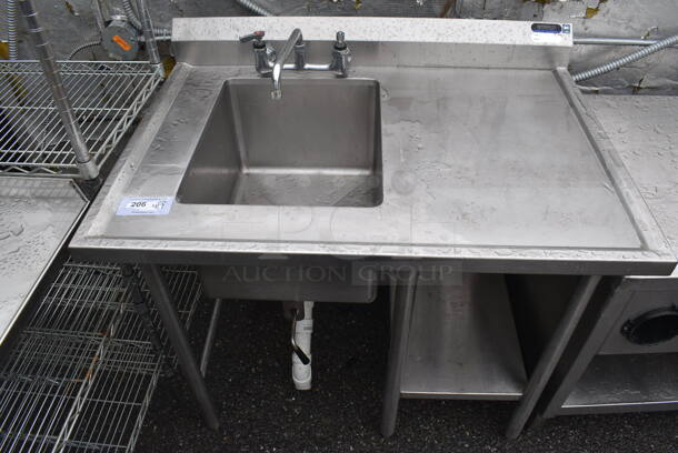 Stainless Steel Commercial Table w/ Sink Basin, Faucet and Handles. 42x30x39