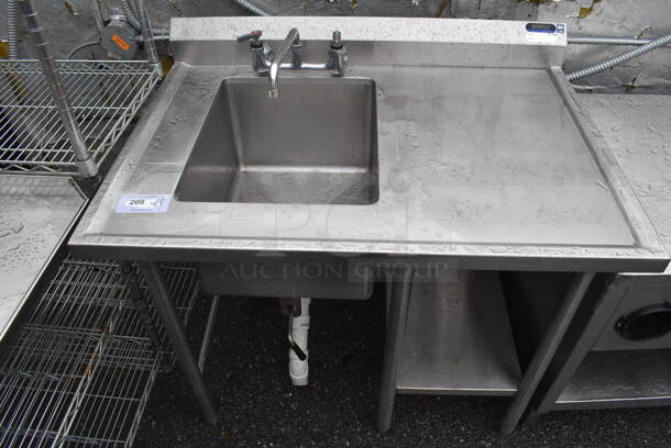 Stainless Steel Commercial Table w/ Sink Basin, Faucet and Handles. 42x30x39 - Image 1 of 4