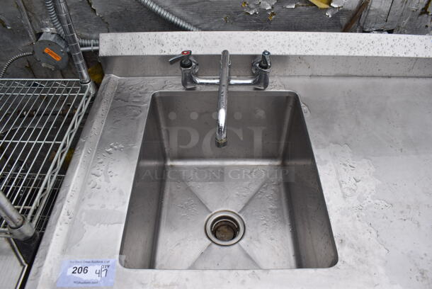 Stainless Steel Commercial Table w/ Sink Basin, Faucet and Handles. 42x30x39 - Image 2 of 4