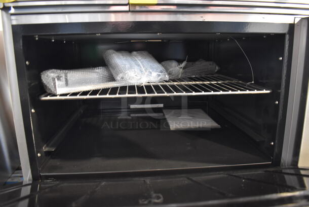 BRAND NEW! Cook Rite ATO-24G2B Stainless Steel Commercial Natural Gas Powered Flat Top Griddle w/ 4 Burner Range, Oven, Back Splash and Over Shelf. Stock Picture Used For Gallery Picture. 36x31x31 - Image 8 of 11