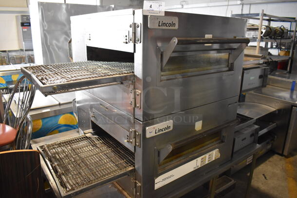 2 2014 Lincoln Impinger 1132-008-U-KF004 Stainless Steel Commercial Electric Powered Conveyor Pizza Oven on Stainless Steel Table w/ Commercial Casters. 208 Volts, 3 Phase. 55x44x69. 2 Times Your Bid! - Image 2 of 10