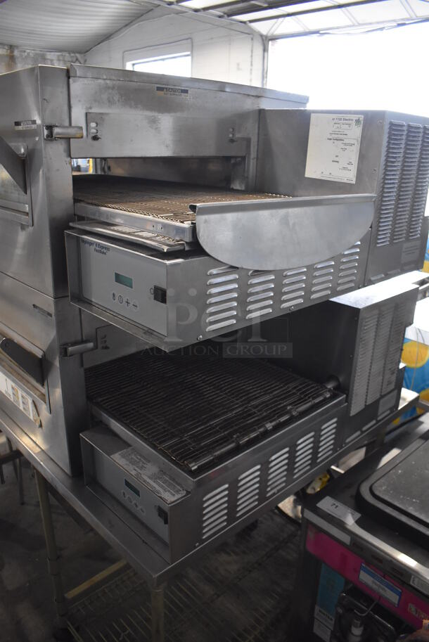2 2014 Lincoln Impinger 1132-008-U-KF004 Stainless Steel Commercial Electric Powered Conveyor Pizza Oven on Stainless Steel Table w/ Commercial Casters. 208 Volts, 3 Phase. 55x44x69. 2 Times Your Bid! - Image 6 of 10