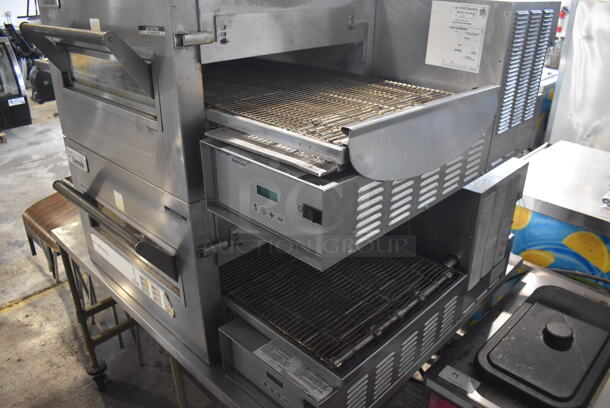 2 2014 Lincoln Impinger 1132-008-U-KF004 Stainless Steel Commercial Electric Powered Conveyor Pizza Oven on Stainless Steel Table w/ Commercial Casters. 208 Volts, 3 Phase. 55x44x69. 2 Times Your Bid! - Image 7 of 10