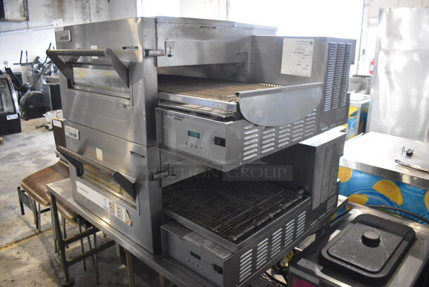 2 2014 Lincoln Impinger 1132-008-U-KF004 Stainless Steel Commercial Electric Powered Conveyor Pizza Oven on Stainless Steel Table w/ Commercial Casters. 208 Volts, 3 Phase. 55x44x69. 2 Times Your Bid! - Image 8 of 10