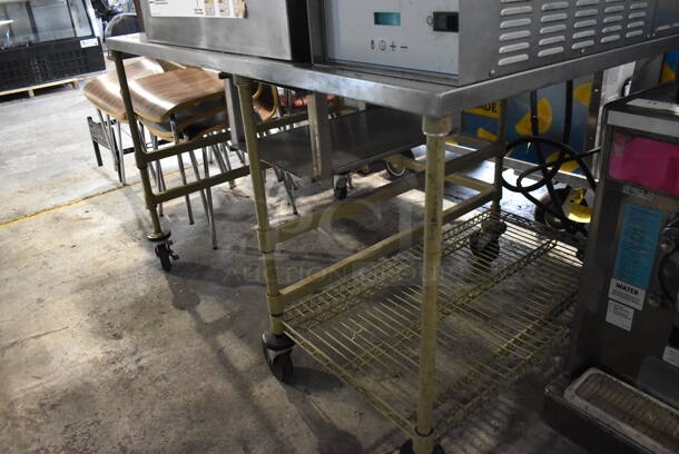 2 2014 Lincoln Impinger 1132-008-U-KF004 Stainless Steel Commercial Electric Powered Conveyor Pizza Oven on Stainless Steel Table w/ Commercial Casters. 208 Volts, 3 Phase. 55x44x69. 2 Times Your Bid! - Image 10 of 10