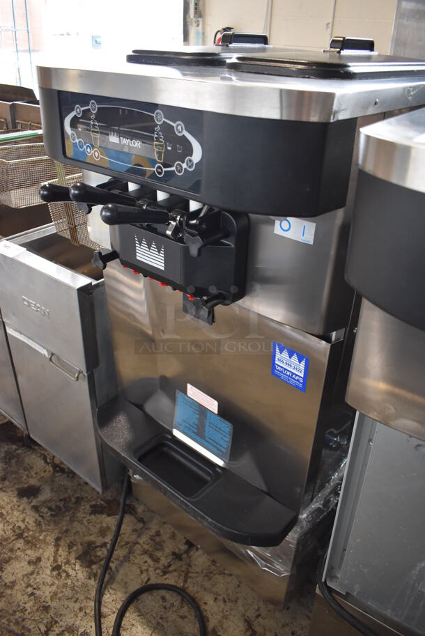 2012 Taylor C723-33 Stainless Steel Commercial Floor Style Water Cooled 2 Flavor Soft Serve Ice Cream Machine on Commercial Casters. 208-230 Volts, 3 Phase. 23x35x56 - Image 4 of 9