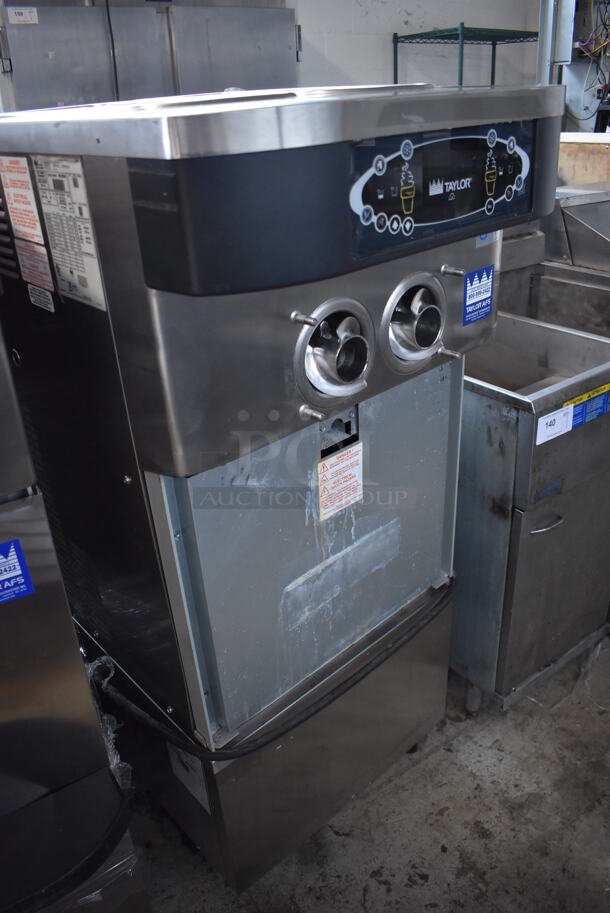 2012 Taylor C723-33 Stainless Steel Commercial Floor Style Water Cooled 2 Flavor Soft Serve Ice Cream Machine on Commercial Casters. Missing Parts. 208-230 Volts, 3 Phase. 23x35x56 - Image 9 of 9
