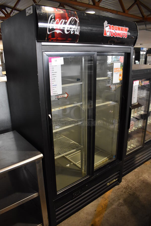 2012 True GDM-37EM ENERGY STAR Metal Commercial 2 Door Reach In Cooler Merchandiser w/ Poly Coated Racks. 115 Volts, 1 Phase. 44x31x79. Tested and Working!