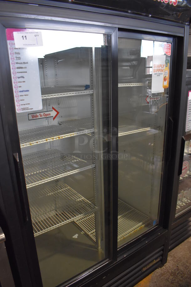 2012 True GDM-37EM ENERGY STAR Metal Commercial 2 Door Reach In Cooler Merchandiser w/ Poly Coated Racks. 115 Volts, 1 Phase. 44x31x79. Tested and Working! - Image 3 of 6