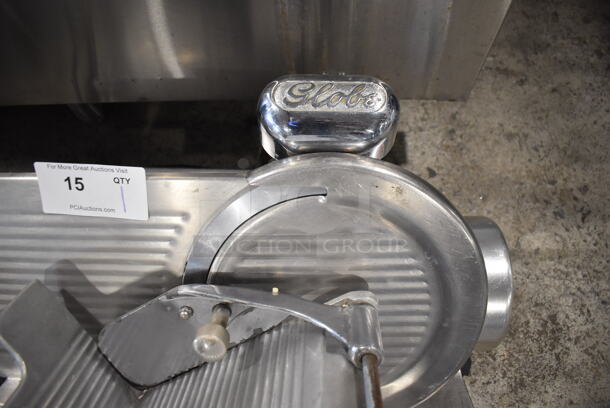 Globe 500 Stainless Steel Commercial Countertop Automatic Meat Slicer w/ Blade Sharpener. 115 Volts, 1 Phase. 27x20x20. Tested and Working! - Image 4 of 6