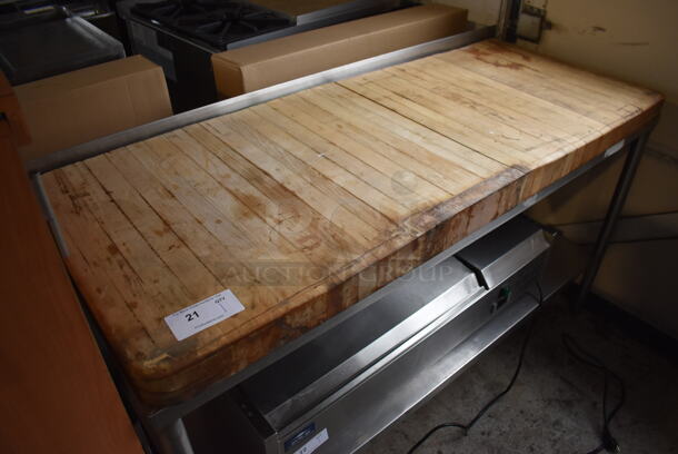 Stainless Steel Commercial Table w/ Butcher Block Tabletop and Under Shelf. 60x25x36 - Image 2 of 5